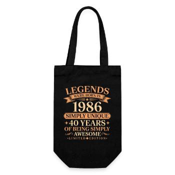 Born in 1986 Unique 40 years - Gift Bag for Bottles - black - Front