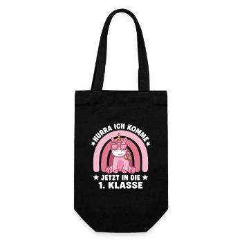 1. Klasse Einhorn Schulstart Einschulung - Geschenkbeutel für Flaschen - Schwarz - Vorne