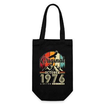 Original October 1976 – 50th Birthday Vintage - Gift Bag for Bottles - black - Front