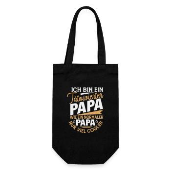 Tätowierter Papa Cooler Spruch - Geschenkbeutel für Flaschen - Schwarz - Vorne