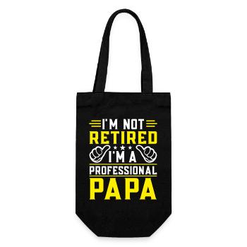 Ich bin nicht im Ruhestand, ich bin ein professioneller Papa, Opa - Geschenkbeutel für Flaschen - Schwarz - Vorne