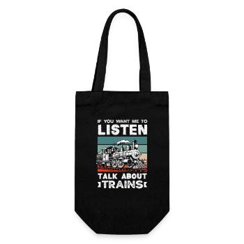 If you want me to listen, talk about trains - Gift Bag for Bottles - black - Front