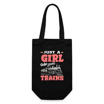 Just A Girl Who Loves Trains Cute Locomotive - Gift Bag for Bottles - black - Front