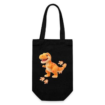 Cute dinosaur with footprints | Friendly Dinos - Gift Bag for Bottles - black - Front