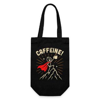 Koffein-Held - Geschenkbeutel für Flaschen - Schwarz - Vorne
