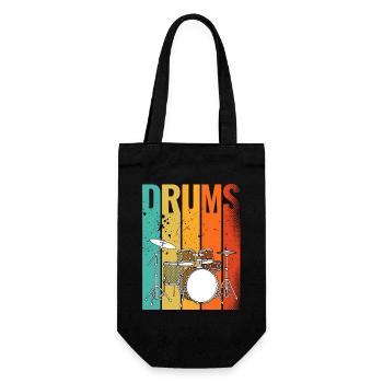 Pop Art Schlagzeug Drumset mehrfarbig - Geschenkbeutel für Flaschen - Schwarz - Vorne
