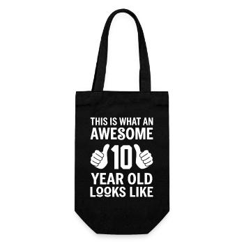 This is what an Awesome 10 year old looks like - Geschenkbeutel für Flaschen - Schwarz - Vorne