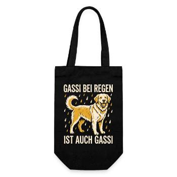 Gassi bei Regen ist auch Gassi - Hundespruch - Geschenkbeutel für Flaschen - Schwarz - Vorne