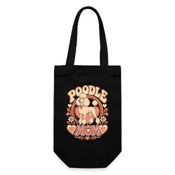 Pudel Mama Retro Herzblatt - Geschenkbeutel für Flaschen - Schwarz - Vorne