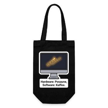 Posaune Hardware Kaffee IT Shirt - Geschenkbeutel für Flaschen - Schwarz - Vorne