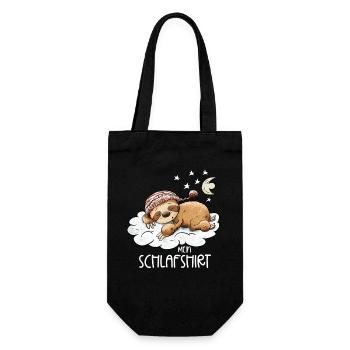 Mein Schlafshirt Faultier Schlafmütze Langschläfer - Geschenkbeutel für Flaschen - Schwarz - Vorne
