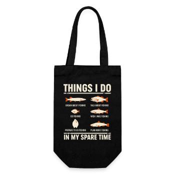 Dinge, die ich in meiner Freizeit beim Angeln mache - Geschenkbeutel für Flaschen - Schwarz - Vorne