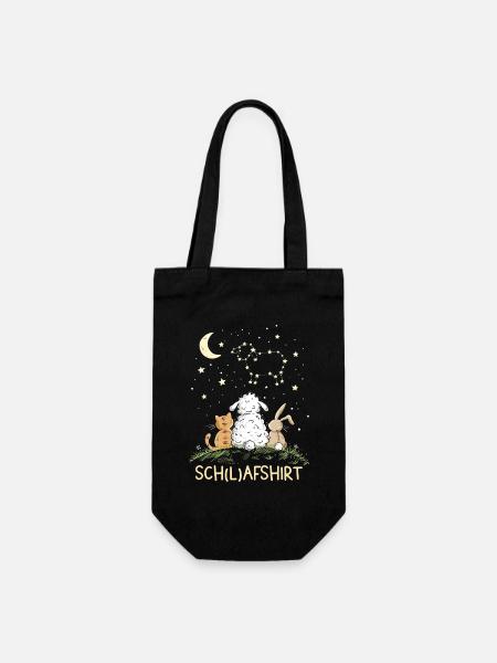 Schlafshirt Schafshirt Schaf Katze Hase Sternbild - Geschenkbeutel für Flaschen - Schwarz