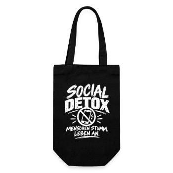 Social Detox – Menschen stumm. Leben an. - Geschenkbeutel für Flaschen - Schwarz - Vorne
