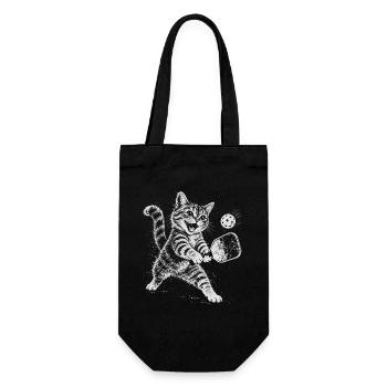 Katzenkraftball im All - Geschenkbeutel für Flaschen - Schwarz - Vorne
