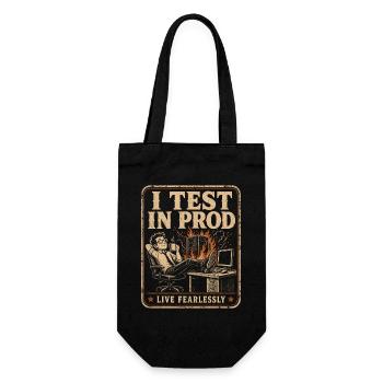 Ich Teste In Produktion, Lebe Furchtlos - Geschenkbeutel für Flaschen - Schwarz - Vorne