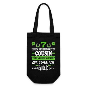 Bester Cousin Familie Glück Sprüche Family Lustig - Geschenkbeutel für Flaschen - Schwarz - Vorne