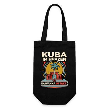 Kuba im Herzen Havanna im Takt - Geschenkbeutel für Flaschen - Schwarz - Vorne