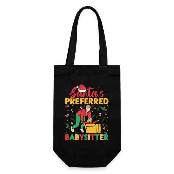 Tagesmutter Santa´s Preferred Babysitter Nanny - Geschenkbeutel für Flaschen - Schwarz - Vorne