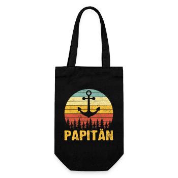 Papitän Papa Kapitän Anker Vatertag Geschenk - Geschenkbeutel für Flaschen - Schwarz - Vorne