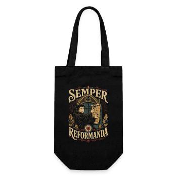 Semper Reformanda - Geschenkbeutel für Flaschen - Schwarz - Vorne
