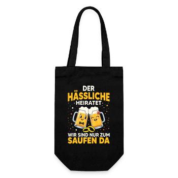 Hochzeit Bier Heirat Lustiger Spruch Geschenk - Geschenkbeutel für Flaschen - Schwarz - Vorne