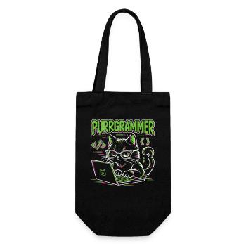Purrgrammer – Programmierer Katze Coding Humor - Geschenkbeutel für Flaschen - Schwarz - Vorne