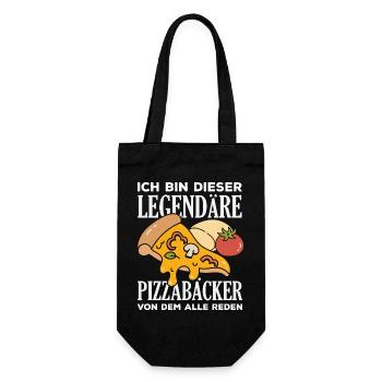 Legendärer Pizzabäcker Pizza Spruch - Geschenkbeutel für Flaschen - Schwarz - Vorne