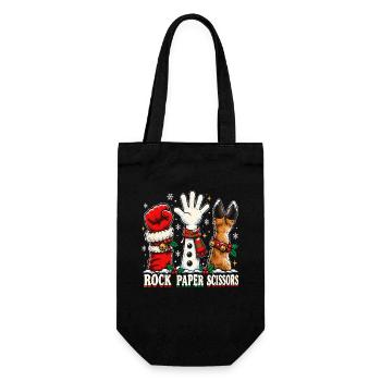 Festliches Stein Papier Schere Trio - Geschenkbeutel für Flaschen - Schwarz - Vorne