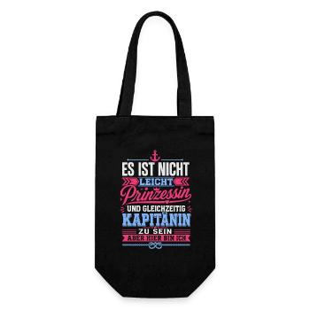 Lustiger Spruch Kapitänin - Geschenkbeutel für Flaschen - Schwarz - Vorne