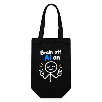 Brain Off KI An - Geschenkbeutel für Flaschen - Schwarz - Vorne