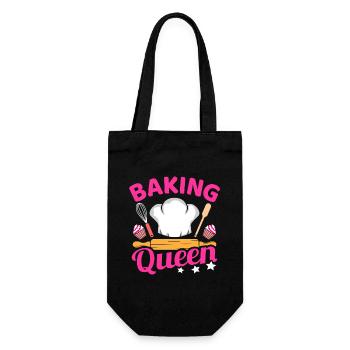 Baking Queen Bake Kitchen Küche Backen Spruch - Geschenkbeutel für Flaschen - Schwarz - Vorne