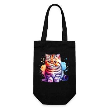 Exotische Kurzhaarkatze Geschenk - Geschenkbeutel für Flaschen - Schwarz - Vorne
