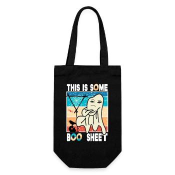 This is Some Boo Sheet Spruch Vintage Fu Halloween - Geschenkbeutel für Flaschen - Schwarz - Vorne