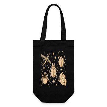 Magische Waldinsekten Schmetterling & Libelle - Geschenkbeutel für Flaschen - Schwarz - Vorne