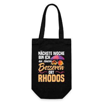 Nächste Woche an einem besseren Ort – Rhodos - Geschenkbeutel für Flaschen - Schwarz - Vorne