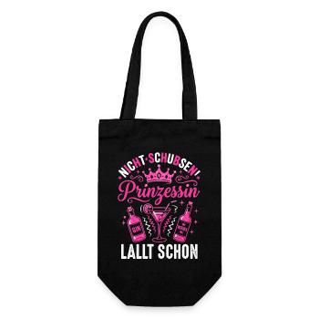 Prinzessin mit Krone, Gin & Wodka – Pink - Geschenkbeutel für Flaschen - Schwarz - Vorne