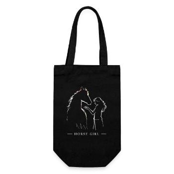 Pferdeliebe Mädchen & Pferd Silhouette - Geschenkbeutel für Flaschen - Schwarz - Vorne