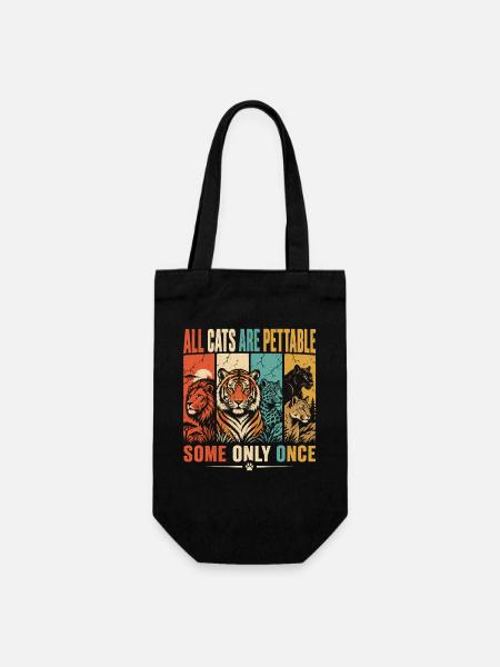Alle Katzen sind streichelbar, manche nur einmal lustige Katze - Geschenkbeutel für Flaschen - Schwarz