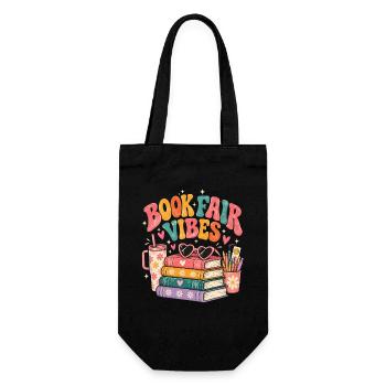 Buchmesse-Vibes Retro-Leseliebhaber - Geschenkbeutel für Flaschen - Schwarz - Vorne