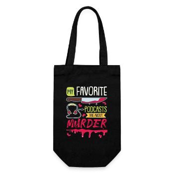 Lieblingspodcast Über Mord - Geschenkbeutel für Flaschen - Schwarz - Vorne