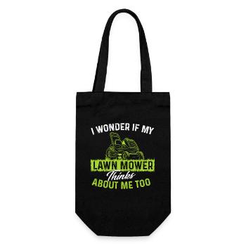 Ich frage mich, ob mein Rasenmäher auch an mich denkt - Geschenkbeutel für Flaschen - Schwarz - Vorne