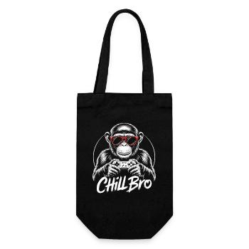  Chill Bro Affe Gamer Mit Controller Und - Geschenkbeutel für Flaschen - Schwarz - Vorne