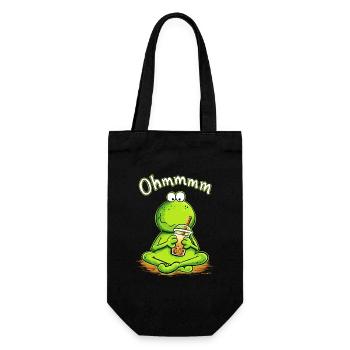 Bubble Tea Frosch Ohmmmm Boba Humor - Geschenkbeutel für Flaschen - Schwarz - Vorne
