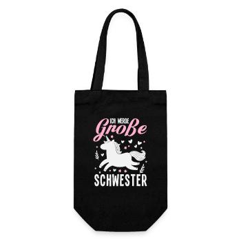 Ich werde Große Schwester Schwangerschaft - Geschenkbeutel für Flaschen - Schwarz - Vorne