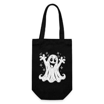 Weißer Halloween-Geisterstift – Halloween - Geschenkbeutel für Flaschen - Schwarz - Vorne