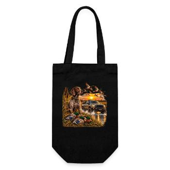 Vintage Hunting Truck Duck Hunting Dog Rustic Outd - Geschenkbeutel für Flaschen - Schwarz - Vorne