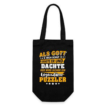 Puzzler Puzzlen - Geschenkbeutel für Flaschen - Schwarz - Vorne