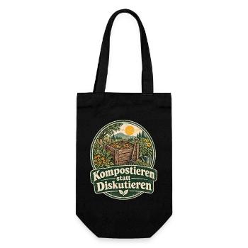 Kompostieren statt Diskutieren Gartenliebe - Geschenkbeutel für Flaschen - Schwarz - Vorne