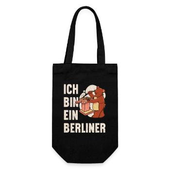 Ich bin ein Berliner – BBQ Bär Grillen Geschenk - Geschenkbeutel für Flaschen - Schwarz - Vorne